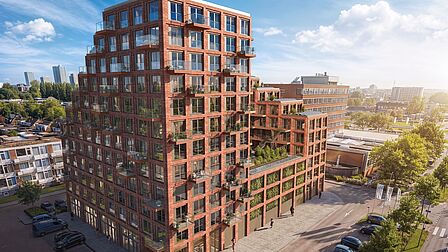 Impressie van de buitenkant van nieuwbouwproject 52° Noord in Spijkenisse.