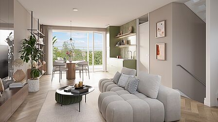 Nieuwbouwproject De Loper: stadswoningen en appartementen bij het Centrumpark in Spijkenisse. Impressie interieur.