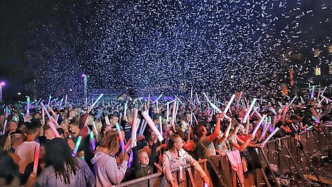 Publiek in feeststemming tijdens het Spijkenisse Festival.