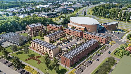 Impressie vanuit de lucht nieuwbouwproject De Groene Warande (fase 2) in Spijkenisse.