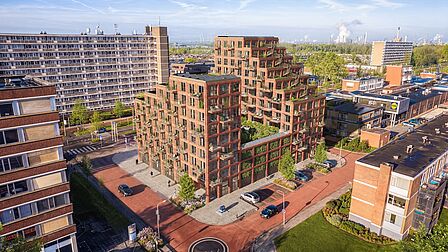 Impressie vanuit de lucht van nieuwbouwproject 52° Noord in Spijkenisse.