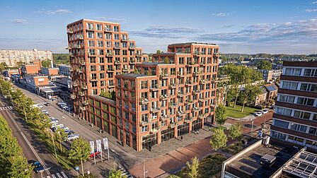 Impressie vanuit de lucht van nieuwbouwproject 52° Noord in Spijkenisse.