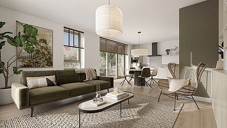 Vredehof: appartementen aan de Vredehofstraat in het centrum van Spijkenisse. Dit is een impressie van een interieur.