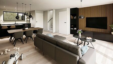Impressie interieur van een woning in nieuwbouwproject Gemeenlandsewijk Abbenbroek.