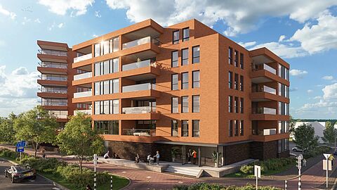 Impressie nieuwbouwproject De Poortwachter (huurappartementen) in Spijkenisse.
