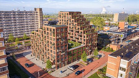 Impressie vanuit de lucht van nieuwbouwproject 52° Noord in Spijkenisse.