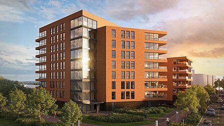 Impressie nieuwbouwproject De Poortwachter (huurappartementen) in Spijkenisse.