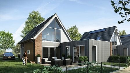 Impressie geschakelde woningen Gemeenlandsewijk Abbenbroek.