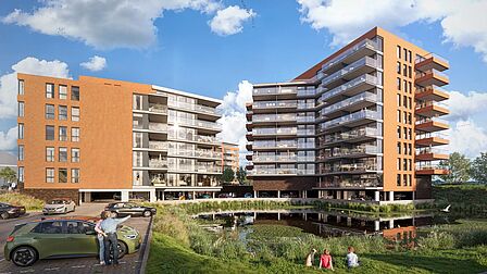 Impressie nieuwbouwproject De Poortwachter (huurappartementen) in Spijkenisse.
